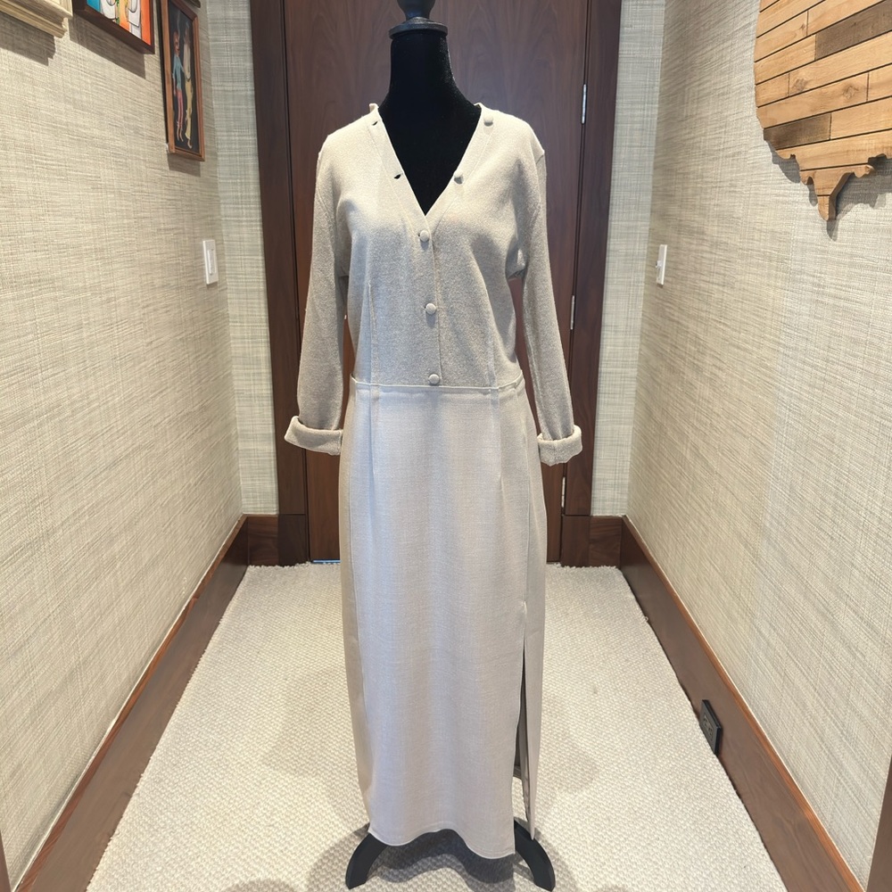 Altuzarra Cream Long Sleeve Sheath Dress - Picture 3 of 9